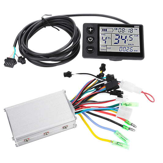 24V-48V Electric Bike Ebike Brushless Motor Controller with LCD Display Panel 72V Controller with LCD Scooter Controller Kit (24V/36V 250W/350W)